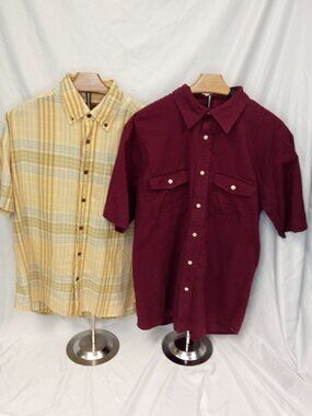 Covington Field and Stream Yellow Red Button Down Collared Shirts Size M